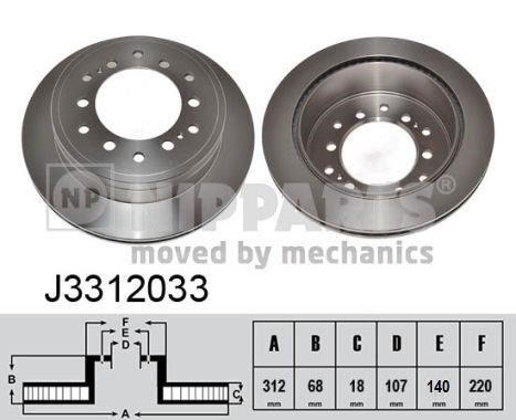 Nipparts J3312033 Rear ventilated brake disc J3312033: Buy near me at 2407.PL in Poland at an Affordable price!