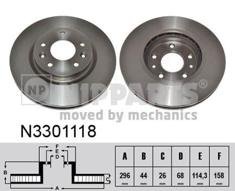 Nipparts N3301118 Front brake disc ventilated N3301118: Buy near me in Poland at 2407.PL - Good price!