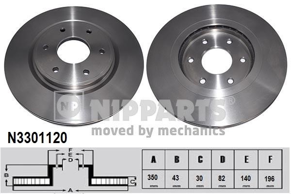 Nipparts N3301120 Brake disc N3301120: Buy near me in Poland at 2407.PL - Good price!