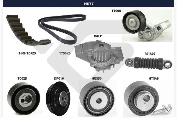 Hutchinson MK37 Drive belt kit MK37: Buy near me at 2407.PL in Poland at an Affordable price!