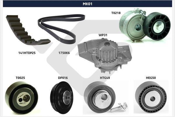 Hutchinson MK01 Drive belt kit MK01: Buy near me at 2407.PL in Poland at an Affordable price!