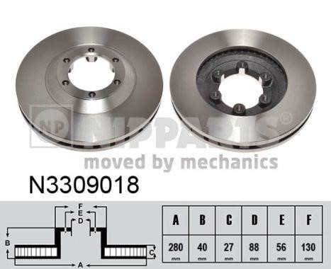 Nipparts N3309018 Front brake disc ventilated N3309018: Buy near me in Poland at 2407.PL - Good price!
