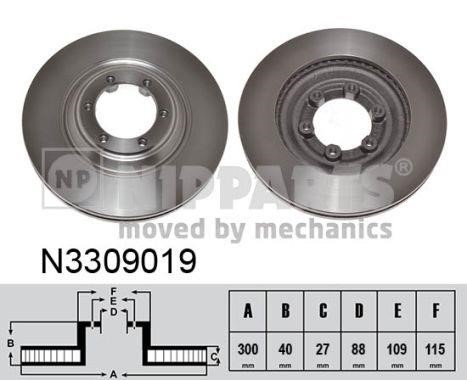 Nipparts N3309019 Front brake disc ventilated N3309019: Buy near me in Poland at 2407.PL - Good price!