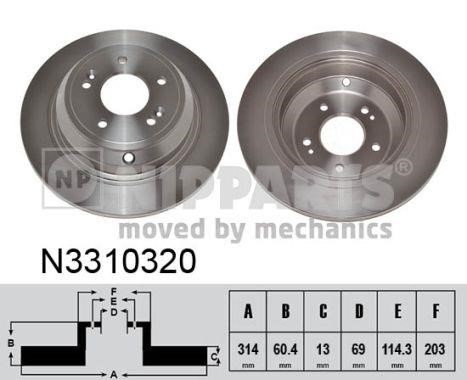 Nipparts N3310320 Тормозной диск задний невентилируемый N3310320: Отличная цена - Купить в Польше на 2407.PL!