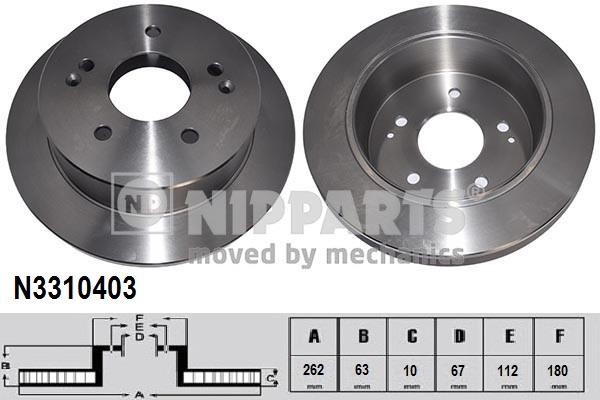 Nipparts N3310403 Rear brake disc, non-ventilated N3310403: Buy near me in Poland at 2407.PL - Good price!