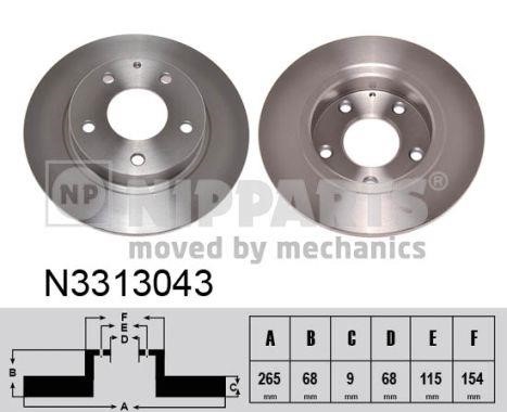 Nipparts N3313043 Tarcza hamulcowa tylna, niewentylowana N3313043: Dobra cena w Polsce na 2407.PL - Kup Teraz!