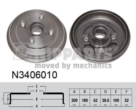 Nipparts N3406010 Bęben hamulca tylny N3406010: Dobra cena w Polsce na 2407.PL - Kup Teraz!