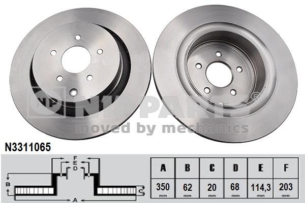 Nipparts N3311065 Rear ventilated brake disc N3311065: Buy near me in Poland at 2407.PL - Good price!