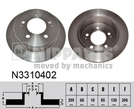 Nipparts N3310402 Rear brake disc, non-ventilated N3310402: Buy near me in Poland at 2407.PL - Good price!