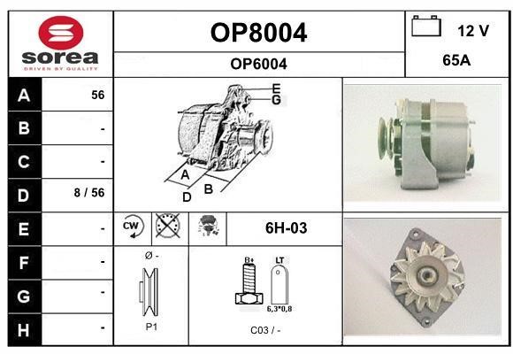 SNRA OP8004 Alternator OP8004: Buy near me in Poland at 2407.PL - Good price!