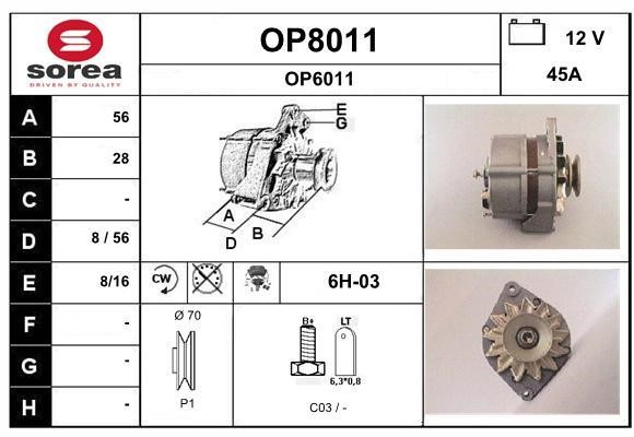 SNRA OP8011 Alternator OP8011: Buy near me in Poland at 2407.PL - Good price!