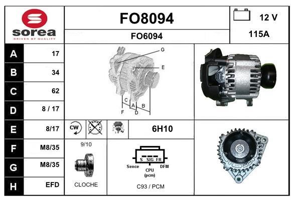 SNRA FO8094 Alternator FO8094: Buy near me in Poland at 2407.PL - Good price!