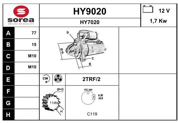 SNRA HY9020 Starter HY9020: Buy near me in Poland at 2407.PL - Good price!
