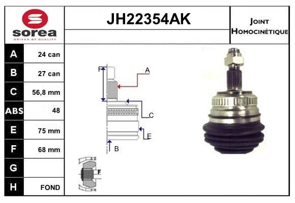 SNRA JH22354AK Шарнір рівних кутових швидкостей (ШРКШ) JH22354AK: Приваблива ціна - Купити у Польщі на 2407.PL!