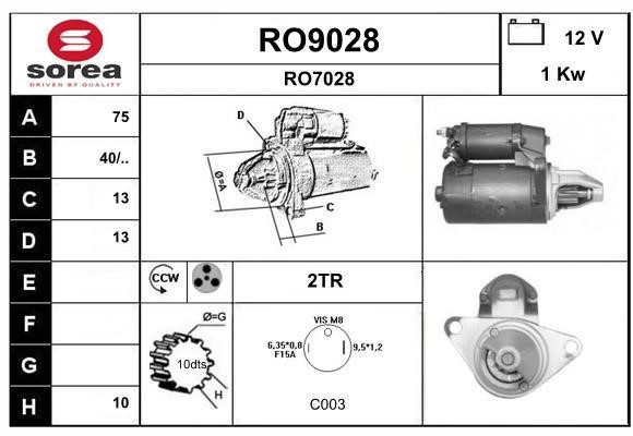 SNRA RO9028 Starter RO9028: Buy near me in Poland at 2407.PL - Good price!