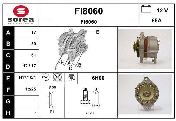 SNRA FI8060 Alternator FI8060: Buy near me in Poland at 2407.PL - Good price!