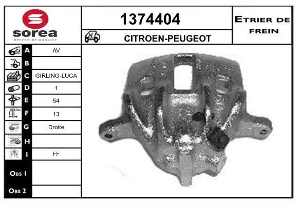 SNRA 1374404 Brake caliper front right 1374404: Buy near me in Poland at 2407.PL - Good price!