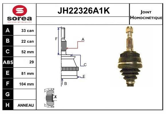 SNRA JH22326A1K CV joint JH22326A1K: Buy near me in Poland at 2407.PL - Good price!