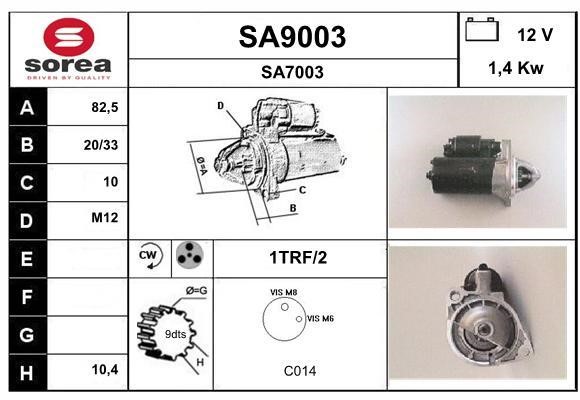 SNRA SA9003 Anlasser SA9003: Kaufen Sie zu einem guten Preis in Polen bei 2407.PL!
