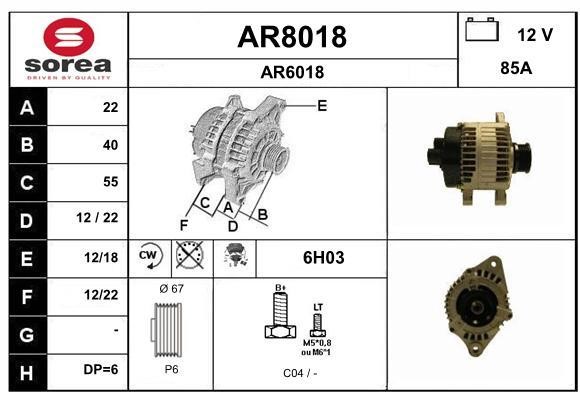 SNRA AR8018 Alternator AR8018: Buy near me in Poland at 2407.PL - Good price!