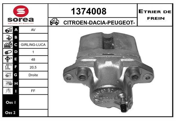 SNRA 1374008 Суппорт тормозной передний правый 1374008: Отличная цена - Купить в Польше на 2407.PL!