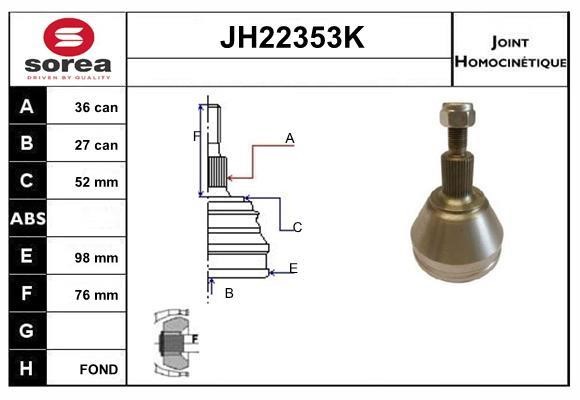 SNRA JH22353K CV joint JH22353K: Buy near me in Poland at 2407.PL - Good price!