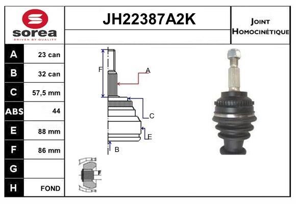SNRA JH22387A2K Шарнир равных угловых скоростей (ШРУС) JH22387A2K: Отличная цена - Купить в Польше на 2407.PL!