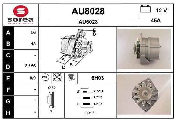 SNRA AU8028 Alternator AU8028: Buy near me in Poland at 2407.PL - Good price!