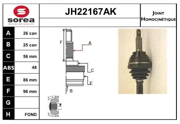SNRA JH22167AK Шарнір рівних кутових швидкостей (ШРКШ) JH22167AK: Приваблива ціна - Купити у Польщі на 2407.PL!