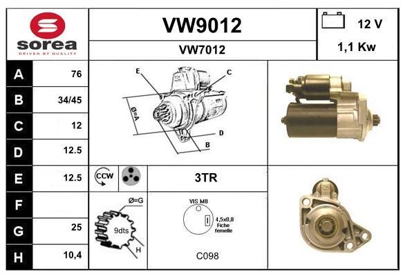 SNRA VW9012 Starter VW9012: Buy near me at 2407.PL in Poland at an Affordable price!
