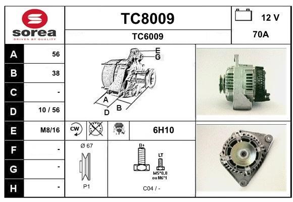 SNRA TC8009 Alternator TC8009: Buy near me in Poland at 2407.PL - Good price!