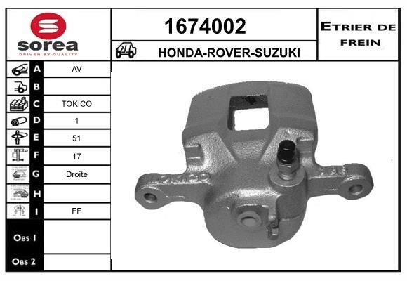 SNRA 1674002 Brake caliper 1674002: Buy near me in Poland at 2407.PL - Good price!