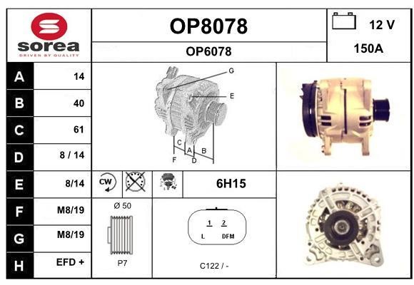 SNRA OP8078 Alternator OP8078: Buy near me in Poland at 2407.PL - Good price!