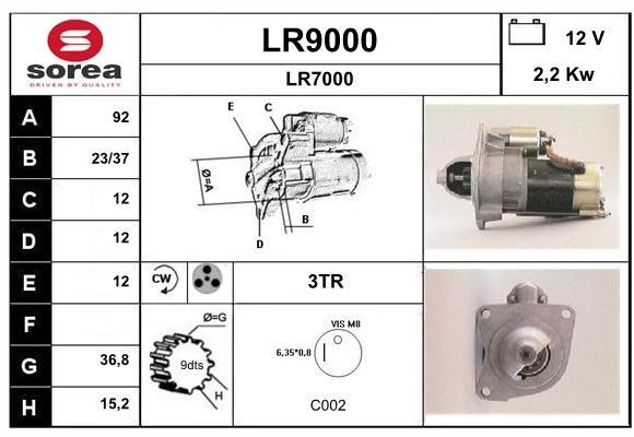 SNRA LR9000 Starter LR9000: Buy near me in Poland at 2407.PL - Good price!