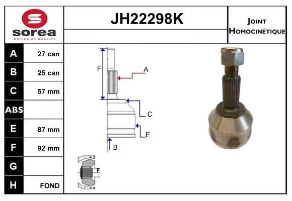 SNRA JH22298K CV joint JH22298K: Buy near me in Poland at 2407.PL - Good price!