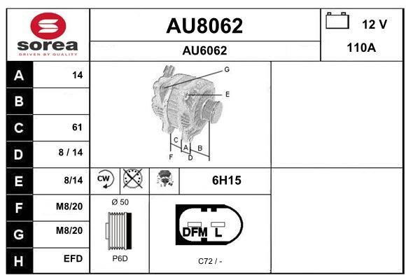 SNRA AU8062 Alternator AU8062: Dobra cena w Polsce na 2407.PL - Kup Teraz!