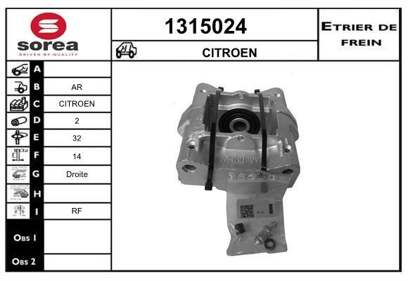 SNRA 1315024 Brake caliper rear right 1315024: Buy near me in Poland at 2407.PL - Good price!