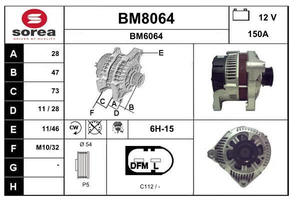SNRA BM8064 Alternator BM8064: Buy near me in Poland at 2407.PL - Good price!