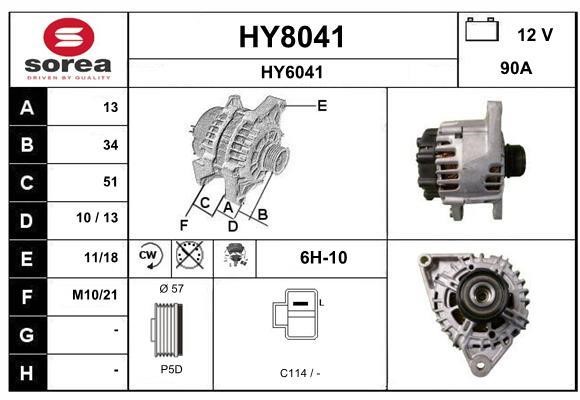SNRA HY8041 Alternator HY8041: Buy near me in Poland at 2407.PL - Good price!