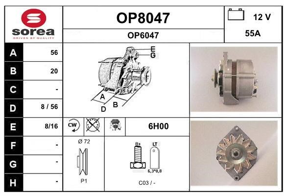 SNRA OP8047 Alternator OP8047: Buy near me in Poland at 2407.PL - Good price!