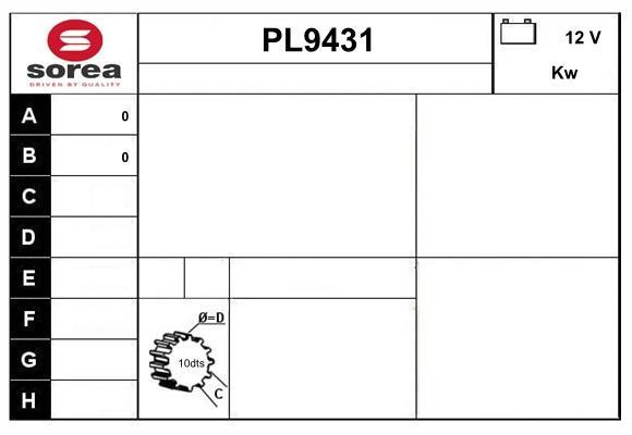 SNRA PL9431 Starter PL9431: Buy near me in Poland at 2407.PL - Good price!