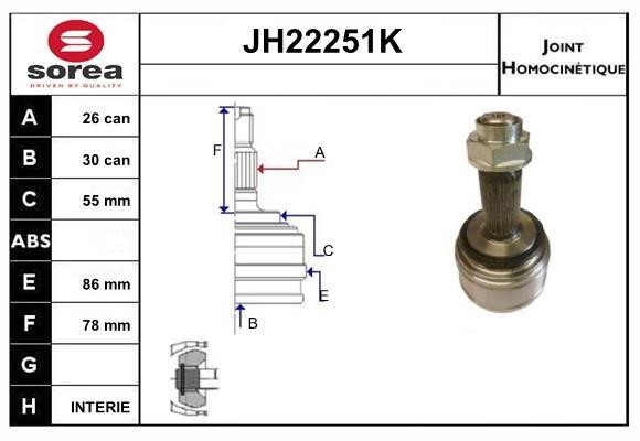 SNRA JH22251K Шарнир равных угловых скоростей (ШРУС) JH22251K: Отличная цена - Купить в Польше на 2407.PL!