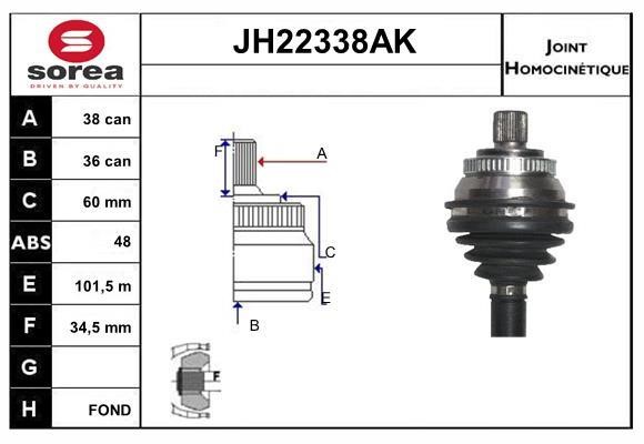 SNRA JH22338AK Шарнир равных угловых скоростей (ШРУС) JH22338AK: Отличная цена - Купить в Польше на 2407.PL!