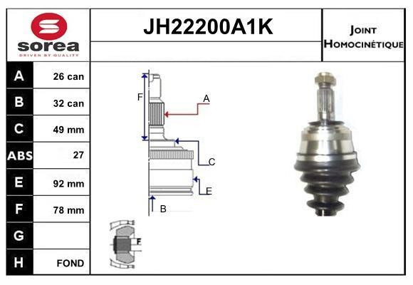 SNRA JH22200A1K Шарнир равных угловых скоростей (ШРУС) JH22200A1K: Отличная цена - Купить в Польше на 2407.PL!
