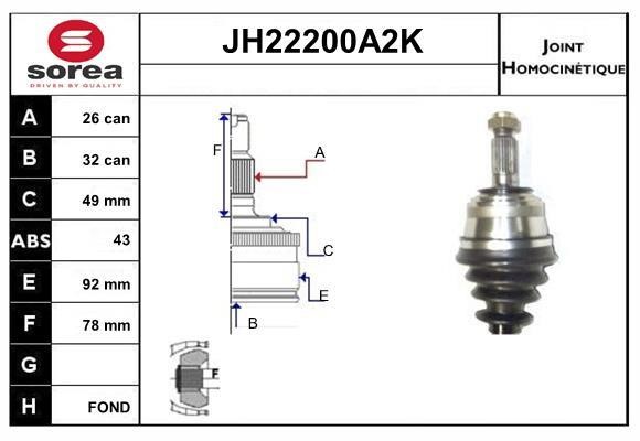 SNRA JH22200A2K Шарнир равных угловых скоростей (ШРУС) JH22200A2K: Отличная цена - Купить в Польше на 2407.PL!