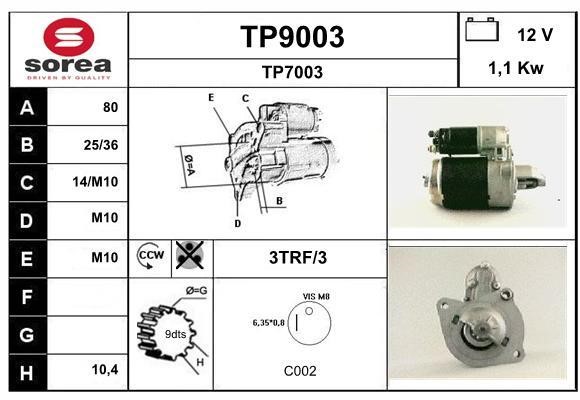 SNRA TP9003 Стартер TP9003: Отличная цена - Купить в Польше на 2407.PL!