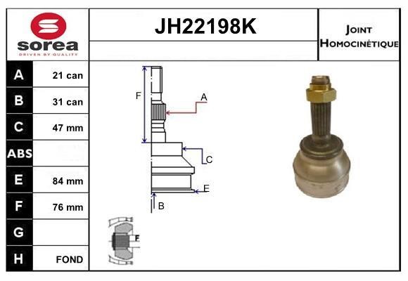 SNRA JH22198K Шарнир равных угловых скоростей (ШРУС) JH22198K: Отличная цена - Купить в Польше на 2407.PL!