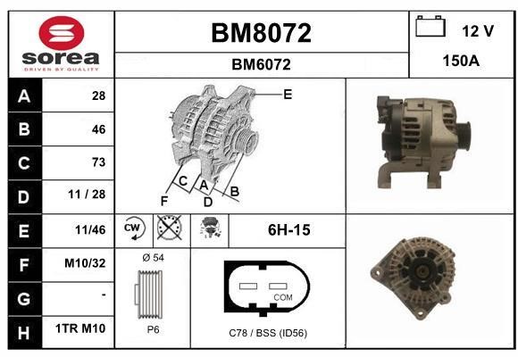 SNRA BM8072 Alternator BM8072: Buy near me at 2407.PL in Poland at an Affordable price!
