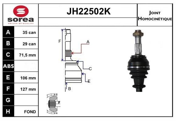 SNRA JH22502K CV joint JH22502K: Buy near me in Poland at 2407.PL - Good price!