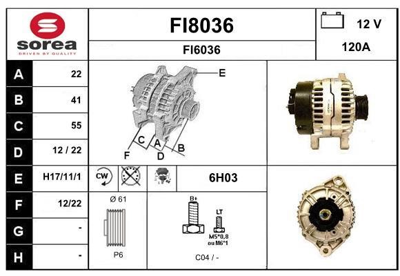 SNRA FI8036 Alternator FI8036: Buy near me in Poland at 2407.PL - Good price!